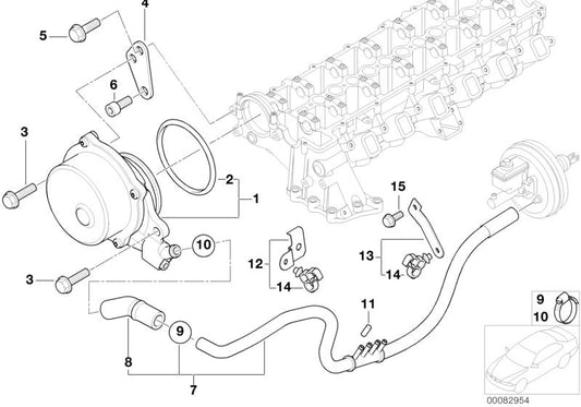Tube à vide OEM 11667787080 pour BMW E39, E38, E53 (modèles 525D, 530D avec moteur M57). BMW d'origine.