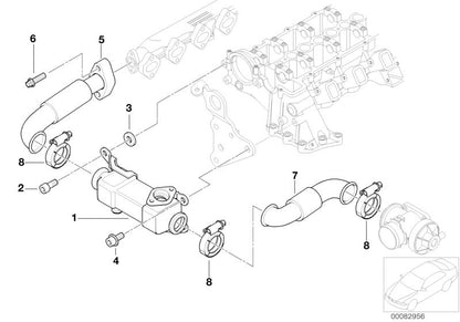 Tubería de recirculación de gases OEM 11712354039 para BMW E87 (118d, 120d) y E46 (318d). Compatible con motores diésel M47S. Original BMW.