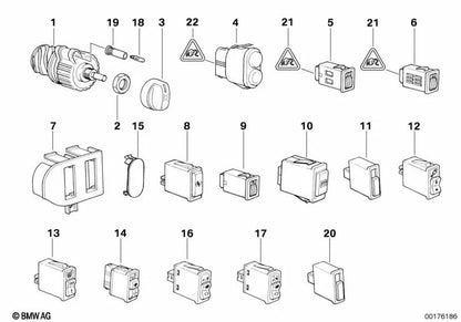 Conector de carcasa para BMW Serie 3 E36, Serie 5 E34 E39, Serie 7 E32, Serie 8 E31 (OEM 61131378134). Original BMW.