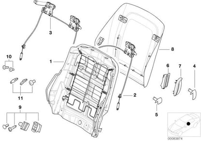 Palanca Exterior Asiento Delantero Negro Para Bmw E46 Coupe Y Compact E63 Coupe. Original Recambios