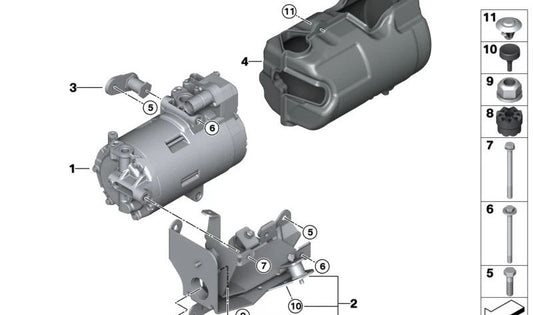 Tornillo hexagonal M6x80 OEM 07149382927 para BMW I12, I15 y MINI F56. Pieza original BMW y MINI. Ideal para fijaciones en compresor de climatización y otros elementos compatibles.