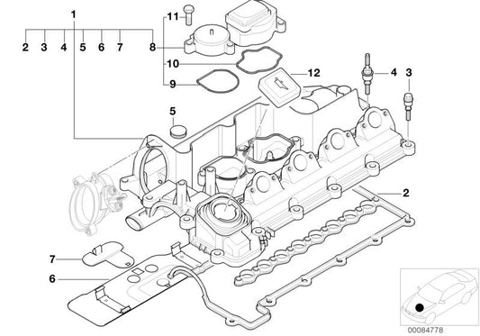 Tapa de culata (Verschlussdeckel) OEM 11122248580 para BMW E87, E46, E90, E91, E92, E93, E39, E60, E61, E38, E65, E66, E83, E53, E70, E71. Original BMW.