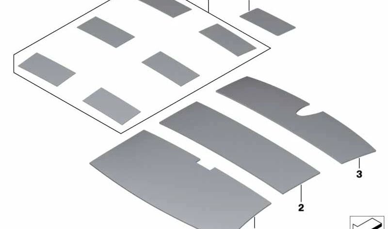 Tetto posteriore isolante acustico per BMW 7 F01 Series, F02, F04 (OEM 51489112751). BMW originale