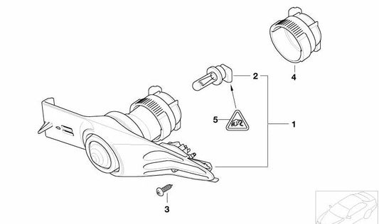 Faro antiniebla izquierdo OEM 63178379683 para BMW Serie 7 E65, E66, E67. Original BMW.