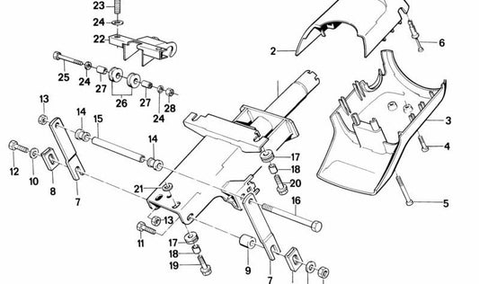 Carcasa superior de la columna de dirección OEM 32311156381 para BMW E32 y Z1. Original BMW.