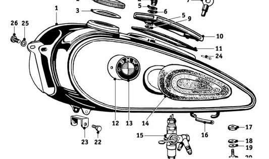 Cojín de rodilla OEM 16114080184 para BMW R25, R26, R27, R50, R51/3, R60, R67, R68. Original BMW. Ideal como acolchado lateral del depósito de gasolina para modelos clásicos.