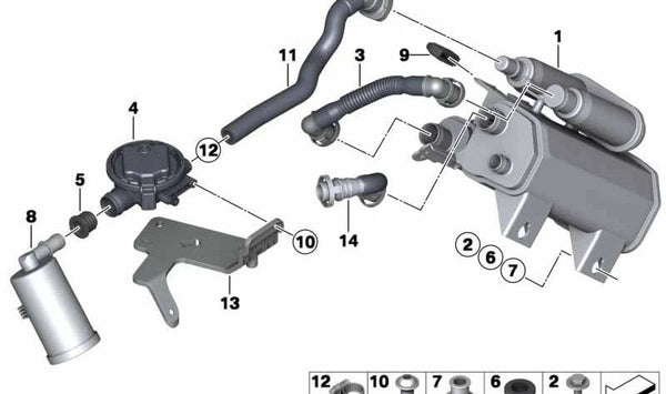 Tubo de ventilación de combustible OEM 16137318341 para BMW F25, F26. Original BMW.