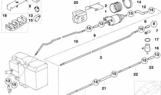 Tubería de combustible para calefacción auxiliar OEM 64128363807 para BMW E39. Original BMW.