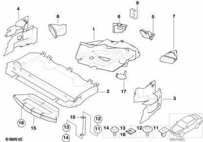 Guía de aire delantera inferior para varios modelos de BMW (OEM 51712496714). Original BMW