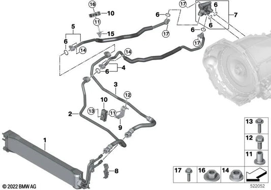 Support de refroidisseur d'huile de transmission pour BMW X5 F95, G05, X6 F96, G06, X7 G07, XM G09 (OEM 17119487041). BMW d'origine