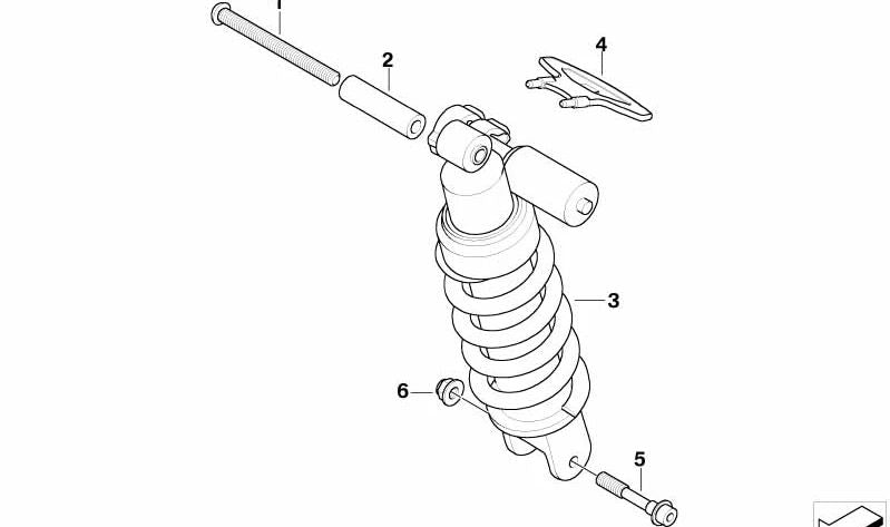 Conjunto telescópico trasero OEM 33537729427 para motos BMW F 800 S, F 800 ST. Original BMW Motorrad.