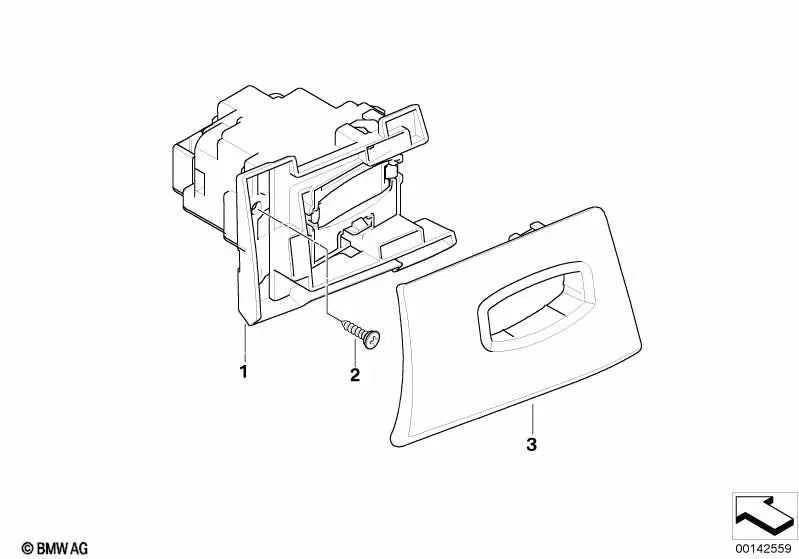 Blende for remote control key slot for BMW E90, E91, E92, E93 (OEM 66126945431). Original BMW
