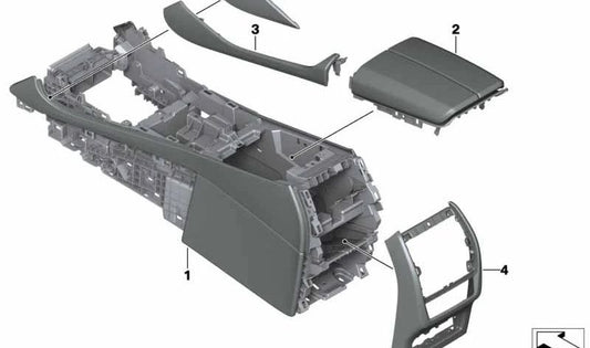 Reposabrazos consola central en cuero OEM 51167884860 para BMW X5 F95, G05, X6 F96, G06, X7 G07. Original BMW.