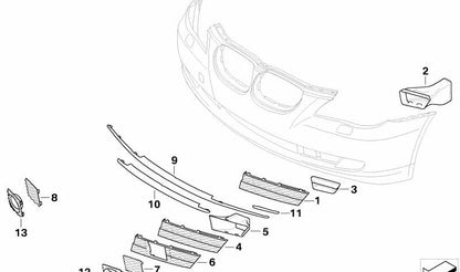 Rejilla lateral izquierda para BMW Serie 5 E60N, E61N (OEM 51117178097). Original BMW