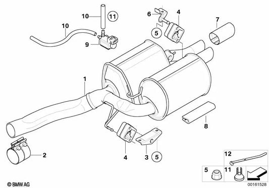 Silenciador traseiro com válvula de escape para BMW Série 5 E60N, E61N (OEM 18307565687). BMW original
