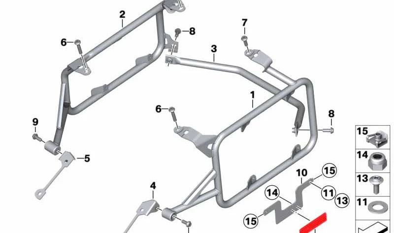 Soporte maleta lateral derecho OEM 46548540998 para motos BMW R 1200 GS, R 1250 GS, R 1200 GS Adventure, R 1250 GS Adventure. Original BMW Motorrad.