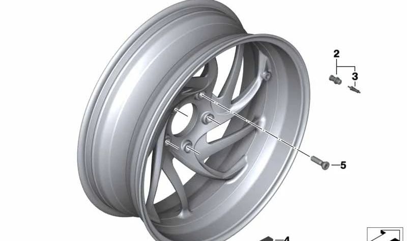 Llanta trasera gris ostra OEM 36318529042 para BMW Motorrad K1600 GT (KK48) del 2010 al 2016. Medidas 6,0x17. Original BMW Motorrad.