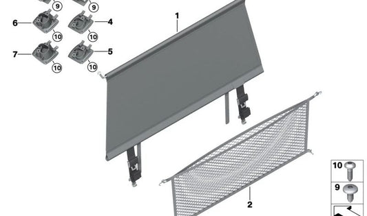 Front Left Side Separation Net Support Cover for BMW X5 F95N, G05, G05N (OEM 51477950489). Original BMW