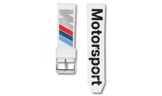BMW M Motorsport Sport Correa für Apple Watch 42-44mm OEM 80265A0A714, Weiße Farbe. Gültig für BMW. Original BMW.