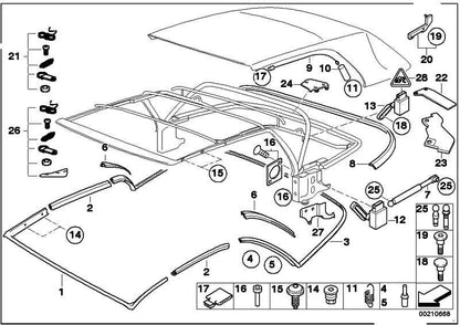 Kit Juego Reparación Suplemento Funda Columna C Para Bmw E46 Serie 3 Cabrio . Original Recambios