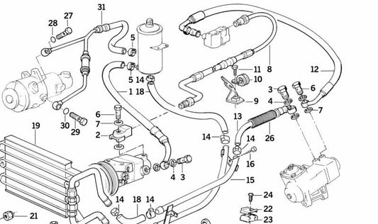 Tornillo hueco hidráulico OEM 32411138614 para BMW E31. Pieza original BMW.