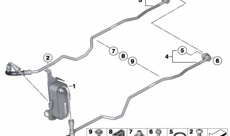 Tubería de refrigeración de aceite de transmisión (ida) OEM 17224595282 para BMW F25. Original BMW.