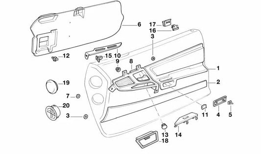 Revêtement en cuir avant gauche pour la série BMW 8 E31 (OEM 51418161851). BMW d'origine