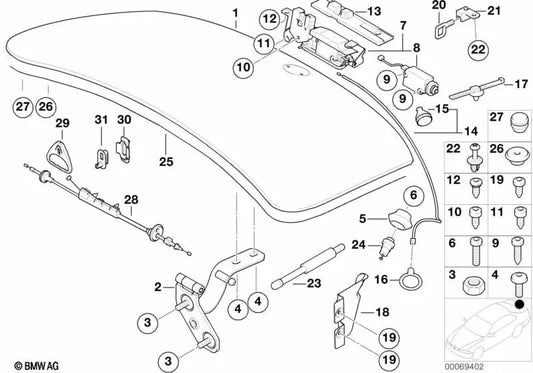 Zogüe für BMW Z8 E52, Mini R50, R53, R56 (OEM 51247008319). Original BMW