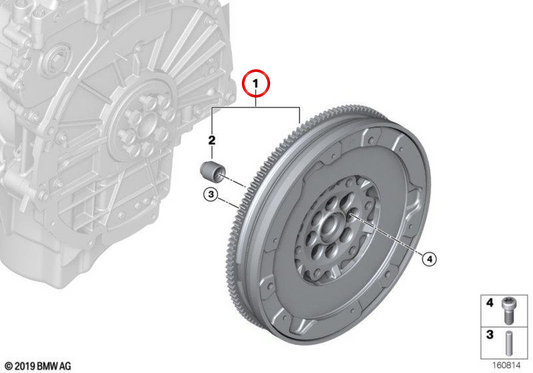 Volante bimasa OEM 21207589445 para BMW E81, E82, E87, E88. Original BMW.