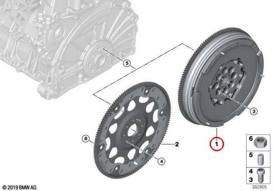 OEM two-mass flywheel 21208600214 for MINI F54 JCW, F60 JCW, compatible with automatic and manual transmission. Original MINI.