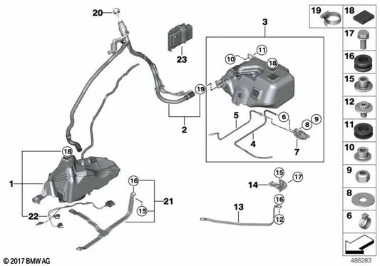 Système de remplissage SCR pour BMW F34N (OEM 16197407248). BMW d'origine