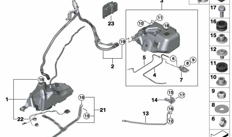 SISTEMA SCR OEM 16197410720 per BMW F30, F31, F32, F33, F36. BMW originale.