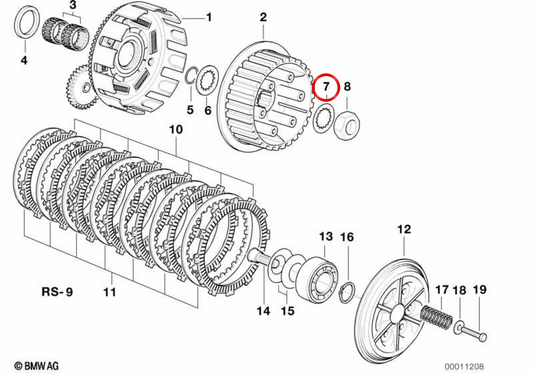 Chapa de segurança de embraiagem OEM 21212343169 para motos BMW F 650, F 650 ST, F 650 CS, F 650 GS, F 650 GS Dakar, G 650 X… e mais. Original BMW Motorrad.