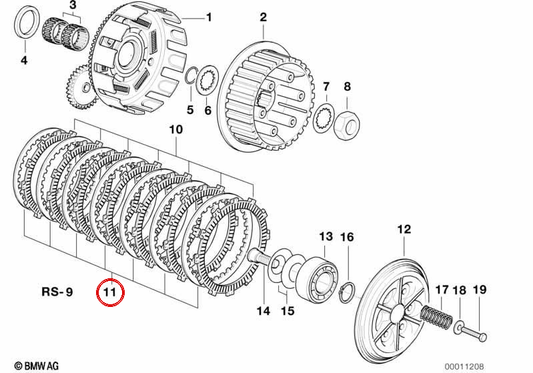 OEM 21212343170 innere Kupplungsscheibe für BMW F650, F650 ST, F650 GS, F650 CS, F650 GS Dakar Motorräder. Original BMW Motorrad.