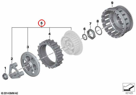 Paquete de embrague OEM 21215A6F9A8 para motos BMW R1200GS, R1250GS, R1200RT, R1250RT... y más. Original BMW Motorrad.