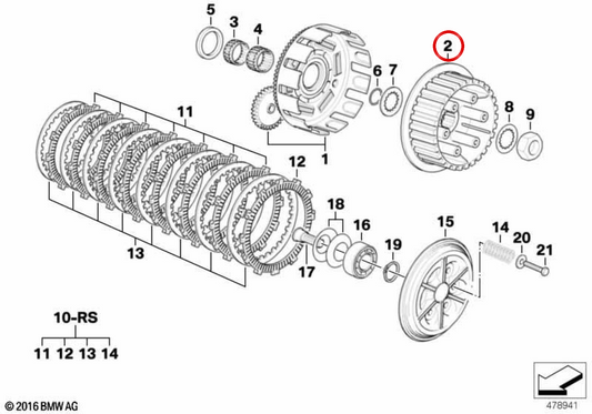 Peça de acionamento da embraiagem OEM 21217652956 para motos BMW F 650 CS, F 650 GS, F 650 GS Dakar, G 650 X, G 650 GS. Original BMW Motorrad