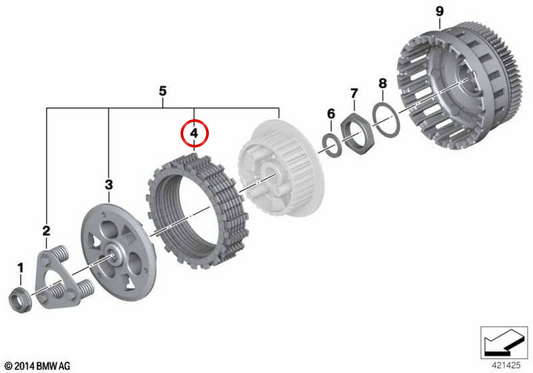 Pacote de folhas de embreagem OEM 21218529448 para motocicletas BMW R1200GS, R1250GS, R1200RT, R1250RT ... e muito mais. BMW Motorrad original.