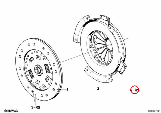 Kit d'embrayage sans amiante OEM 21219069010 pour BMW E12, E28, E24, E23. BMW d'origine.