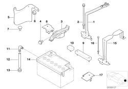 Soporte de batería OEM 61218370982 para BMW Serie 3 E46 (316i, 318i). Original BMW.