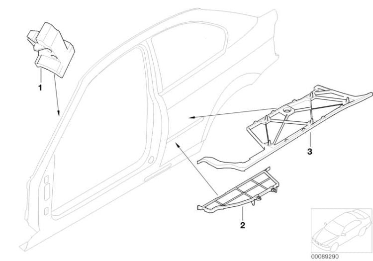 Pieza de forma entrada trasera izquierda OEM 41218252839 para BMW Serie 3 E46 (03/2000 - 12/2004). Original BMW.