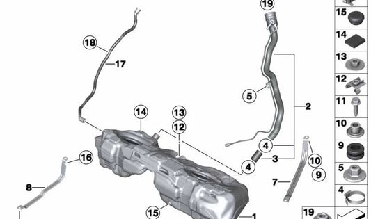 Linkes Spannungsgurt für BMW F20, F21, F22, F23, F87 (OEM 16117244954). Original BMW