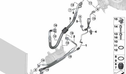 Tubería de alta presión del condensador a la válvula de expansión OEM 64539228234 para BMW F25, F26. Original BMW.