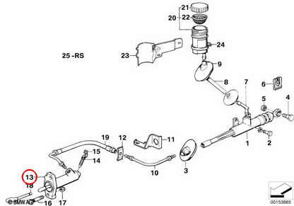 Cilindro receptor de embrague OEM 21521157212 para BMW E21, E30, E28, E24, Z1... y más. Original BMW.