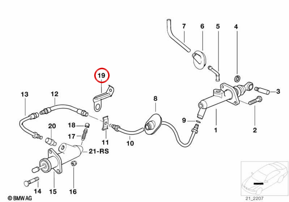 OEM clutch support 21521164303 for BMW E39, E38, E53, E52. Original BMW.