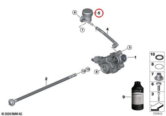 Jeu de réservoir de compensation ASA OEM 21525B48FD9 pour motos BMW R 1300 GS, R 1300 GS Adventure… et plus. Original BMW Motorrad.