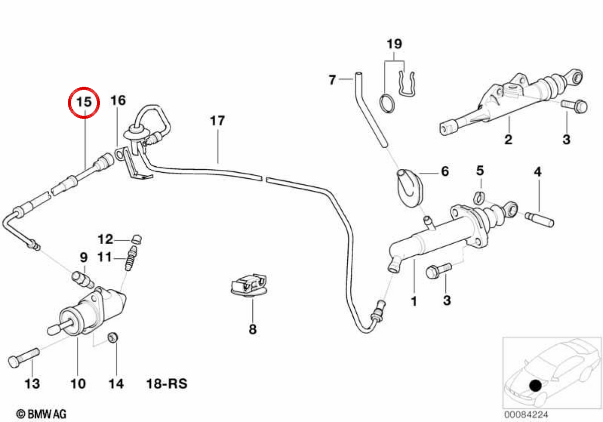 Tubería hidráulica OEM 21526751466 para BMW E39, E38, E53, E52. Original BMW.