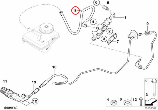 Tubo de sucção da embreagem OEM 21526756150 para MINI R50, R52, R53 (anos 2000-2006). MINI originais.