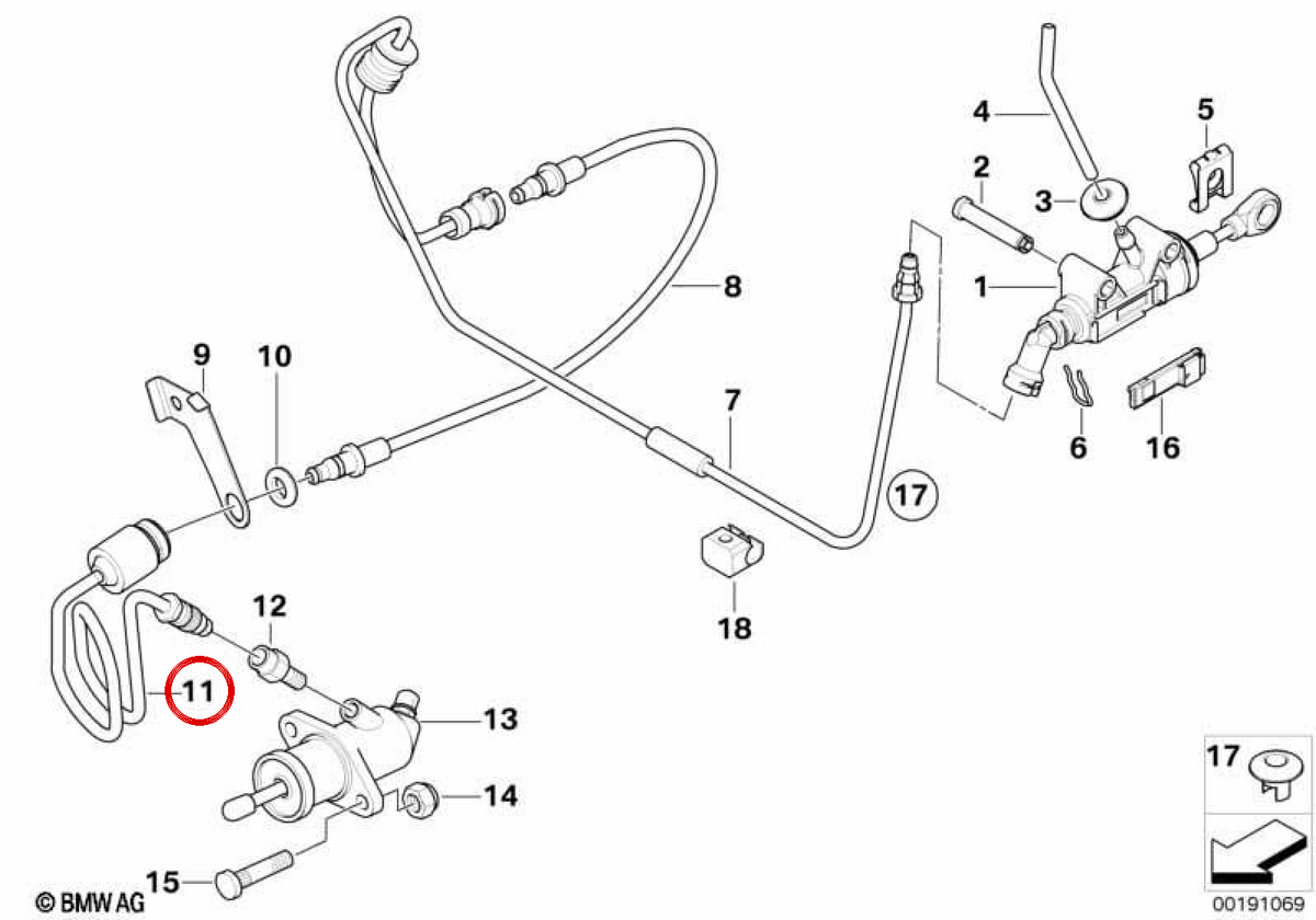 OEM -Hydraulikrohr 21526774282 für BMW E60, E61, E63, E64. Original BMW.