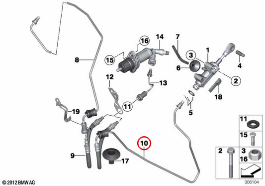 PIPE WITH PRESSURE HOSE OEM 21526776617 FOR BMW F20, F21. Original BMW.