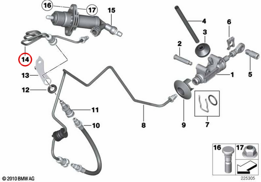 Tubo comando frizione OEM 21526780954 per BMW Serie 5 F10, F11 e Serie 6 F06, F12, F13... e altro. Originale BMW.